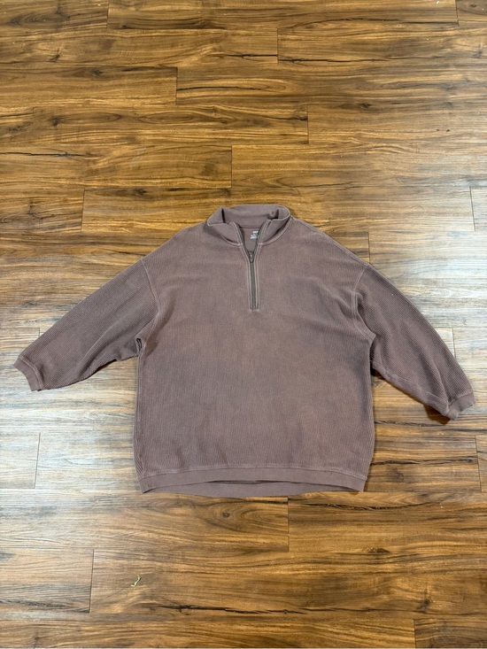 aerie Sweaters - aerie Women's Scoop-Neck Half-Zip Sweater in Dusty Mauve Brown